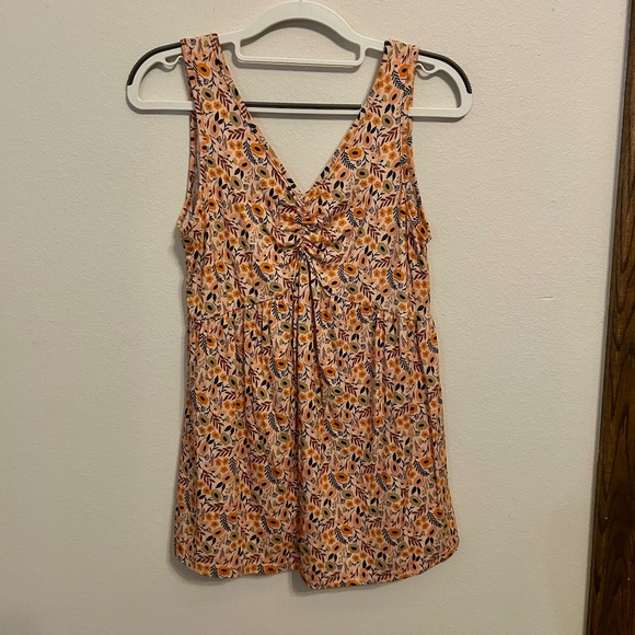 IGENJUN Orange Floral Tank Top, Size Small - Picture 1 of 8
